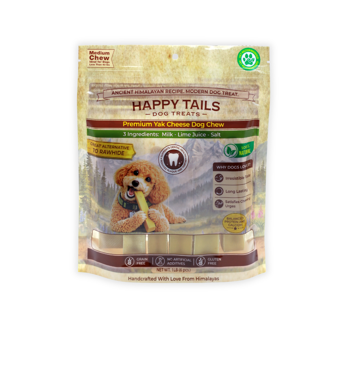 Happy Tails 1lb Premium Yak Cheese Dog Chew